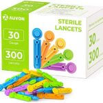 AUVON Lancets for Diabetes Blood Glucose Testing, Multicolored 30G 300 Count Diabetic Lancets for Less Pain, Universal Sterile Needles Fit Most Lancing Devices, Disposable Blood Sugar Lancets