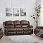 Betsy Furniture 3PC Bonded Leather Recliner Set Living Room Set, Sofa, Loveseat, Chair 8018 (Brown, Living Room Set 3+2+1)