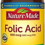 Nature Made Folic Acid 400 mcg (665 mcg DFE), Dietary Supplement for Nervous System Function, 250 Tablets, 250 Day Supply