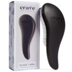Crave Naturals Glide Thru Detangling Hair Brush for Adults & Kids Hair - Detangler Brush for Natural, Curly, Straight, Wet or Dry Hair - Hairbrush for Men & Women - 1 Pack - Black