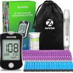 AUVON Blood Glucose Monitor Kit, High Accuracy Blood Sugar Test Kit with 50 Glucometer Strips, 50 30G Lancets, 1 Lancing Devices, I-QARE DS-W Diabetes Testing Kit, No Coding Required, Travel Size