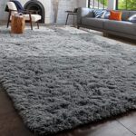 PAGISOFE Super Soft Shaggy Rugs Carpets, 4x6 Feet, Plush Area Rugs for Living Room Bedroom, Fluffy ​Rug for Nursery Playroom Dorm Room, Shag Plush Rug for Teen Room Decor, Grey