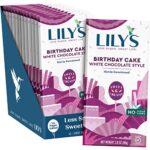 Birthday Cake White Chocolate Style Bar By Lily's Sweets | Made with Stevia, No Added Sugar, Low-Carb, Keto Friendly | Gluten-Free & Non-GMO Ingredients | 2.8 Ounce, 12 Pack