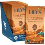 Salted Caramel Milk Chocolate Style Bar by Lily's | Made with Stevia, No Added Sugar, Low-Carb, Keto Friendly | 40% Cocoa | Fair Trade, Gluten-Free & Non-GMO Ingredients | 2.8 ounce, 12-Pack